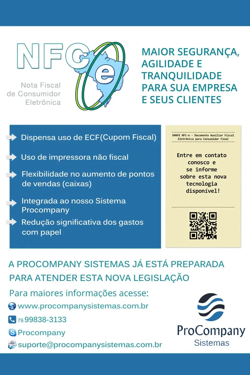 Material da ProCompany sobre o PDV com emissão de NFC-e